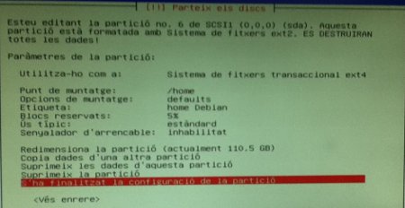 Partició /home Partició /home
